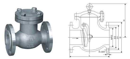 H44W不銹鋼美標止回閥結(jié)構(gòu)圖