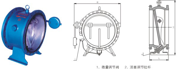 DHH44X/H微阻緩閉消聲止回閥結(jié)構(gòu)圖