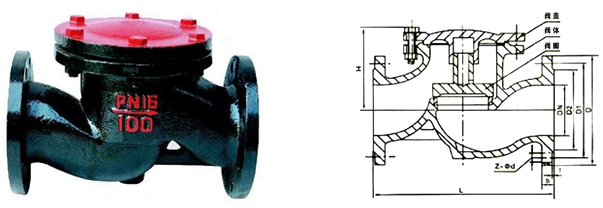 H41T鑄鐵升降式止回閥結(jié)構(gòu)圖