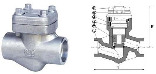 H61H/Y升降式鍛鋼止回閥結(jié)構(gòu)圖