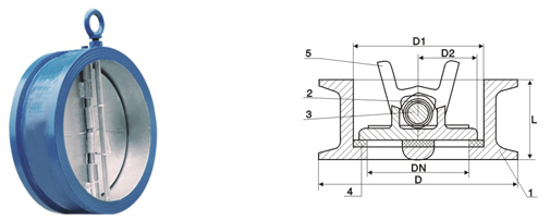 H76X對(duì)夾蝶形止回閥結(jié)構(gòu)圖