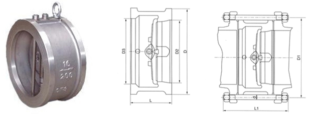 H76H/W對(duì)夾雙瓣旋啟式止回閥結(jié)構(gòu)圖