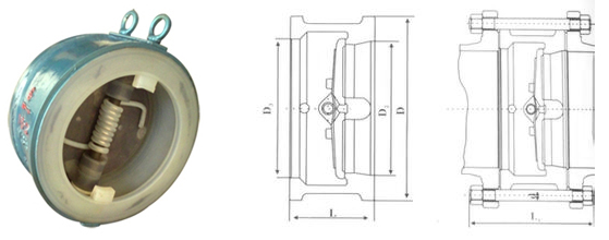 H76F46雙瓣旋啟式襯氟止回閥結(jié)構(gòu)圖