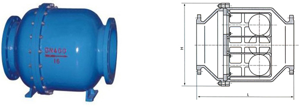 HQ45X雙球微阻球形止回閥結(jié)構(gòu)圖