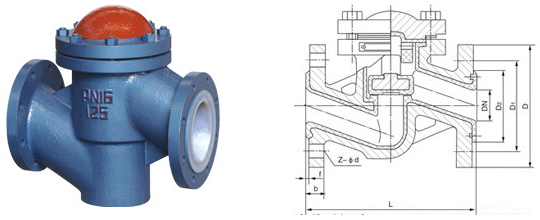 H41F46升降式襯氟止回閥結(jié)構(gòu)圖